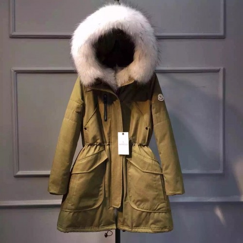 Moncler green jacket with white fox